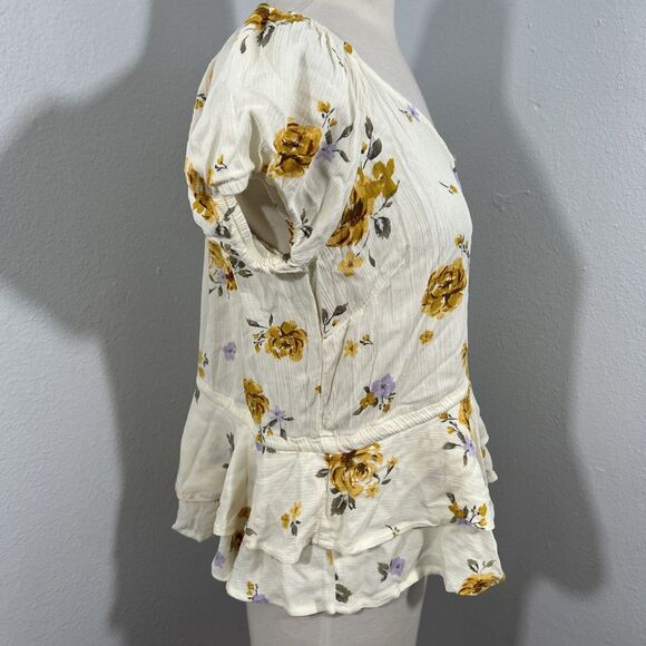 Rue 21 Blouse Womens Small Floral Ruffle Peplum Top Y2K - Picture 4 of 11